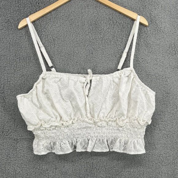 Wild Fable Boho White Eyelet Lace Cropped Top Size XXL - Picture 6 of 13
